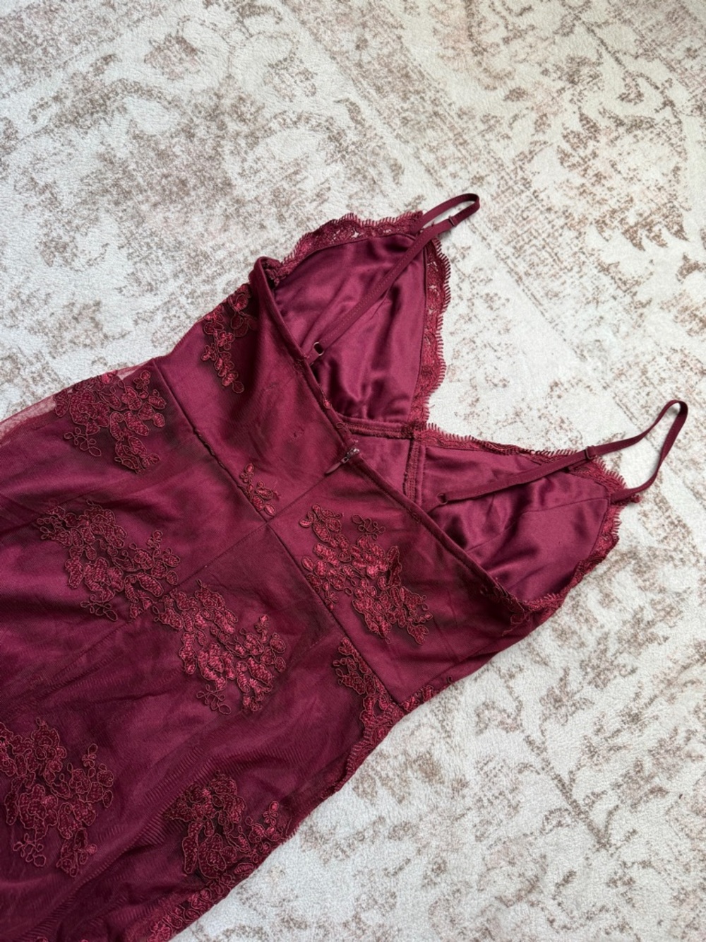 Fashion Nova Burgundy Lace Dress - Picture 7 of 8